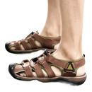 Brown leather fisherman sandals.
