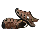 Brown leather sandals.