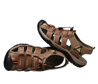Brown leather sandals.
