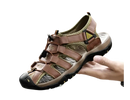 Brown leather sandal with adjustable straps.