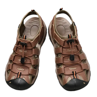 Brown leather fisherman sandals.