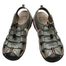 Gray leather fisherman sandals.