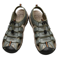 Gray leather fisherman sandals.