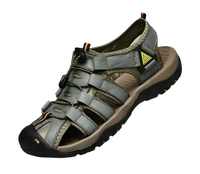 Gray leather fisherman sandal.