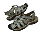 Gray and brown outdoor sandals.