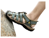 Gray leather sandal.