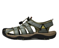 Green and brown outdoor sandal.