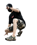 Man wearing outdoor sandals.
