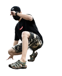 Man wearing outdoor sandals.