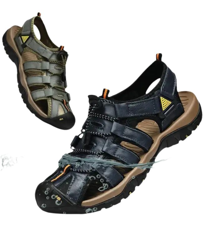 Men’s closed-toe sandals.