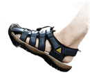 Leather sandal with adjustable straps.