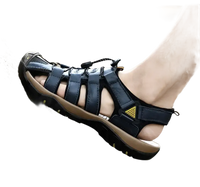 Leather sandal with adjustable straps.