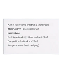 Honeycomb breathable sport insole information chart.