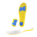 Yellow and black perforated shoe insoles.