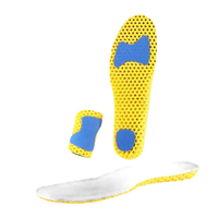 Yellow and black perforated shoe insoles.