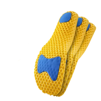 Yellow and blue honeycomb insoles.