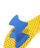 Yellow honeycomb insole with blue gasket.
