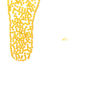 Yellow honeycomb insole with blue pad.