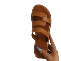 Brown leather strappy sandals.