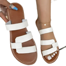 Brown and white leather sandals.