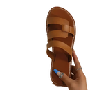 Brown leather strappy sandals.