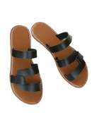 Two black strappy sandals.
