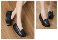 Spring Autumn Women Platform Loafers Shoes Ladies Genuine Leather Hollow Casual Shoes Woman Slip on Moccasins Creepers
