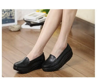 Spring Autumn Women Platform Loafers Shoes Ladies Genuine Leather Hollow Casual Shoes Woman Slip on Moccasins Creepers