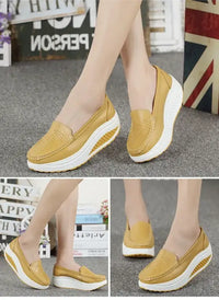 Spring Autumn Women Platform Loafers Shoes Ladies Genuine Leather Hollow Casual Shoes Woman Slip on Moccasins Creepers