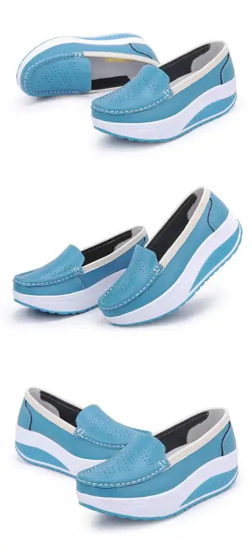 Spring Autumn Women Platform Loafers Shoes Ladies Genuine Leather Hollow Casual Shoes Woman Slip on Moccasins Creepers