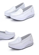 Spring Autumn Women Platform Loafers Shoes Ladies Genuine Leather Hollow Casual Shoes Woman Slip on Moccasins Creepers