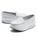 Spring Autumn Women Platform Loafers Shoes Ladies Genuine Leather Hollow Casual Shoes Woman Slip on Moccasins Creepers