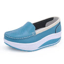 Spring Autumn Women Platform Loafers Shoes Ladies Genuine Leather Hollow Casual Shoes Woman Slip on Moccasins Creepers