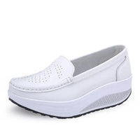 Spring Autumn Women Platform Loafers Shoes Ladies Genuine Leather Hollow Casual Shoes Woman Slip on Moccasins Creepers