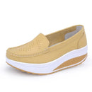 Spring Autumn Women Platform Loafers Shoes Ladies Genuine Leather Hollow Casual Shoes Woman Slip on Moccasins Creepers