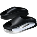 Black slip-on sandals.
