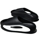 Black and white cushioned slides.
