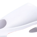 White and red slide sandal.