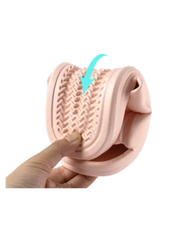 Flexible pink sandal with textured sole.
