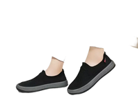 Men’s summer shoes Mesh breathable casual sneakers with black slip-on style and gray soles