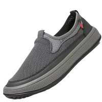 Gray mesh slip-on casual sneakers, perfect for men’s summer shoes and breathable wear