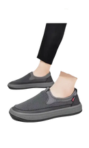 Gray mesh slip-on shoes for men’s summer shoes mesh breathable casual sneakers