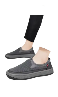 Gray mesh slip-on shoes for men’s summer shoes mesh breathable casual sneakers