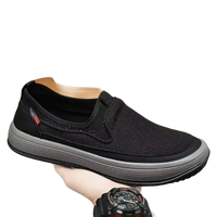 Black slip-on casual shoes for men’s summer shoes mesh breathable and trendy style