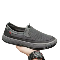Gray mesh slip-on casual sneakers for men’s summer shoes mesh breathable comfort