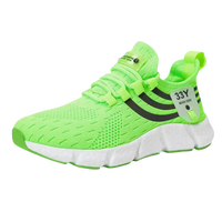 Lime green athletic shoe.