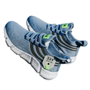 Pair of light blue knit sneakers.