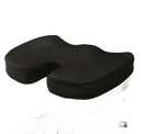 Black orthopedic seat cushion.