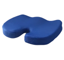 Blue orthopedic seat cushion.