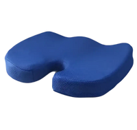 Blue orthopedic seat cushion.